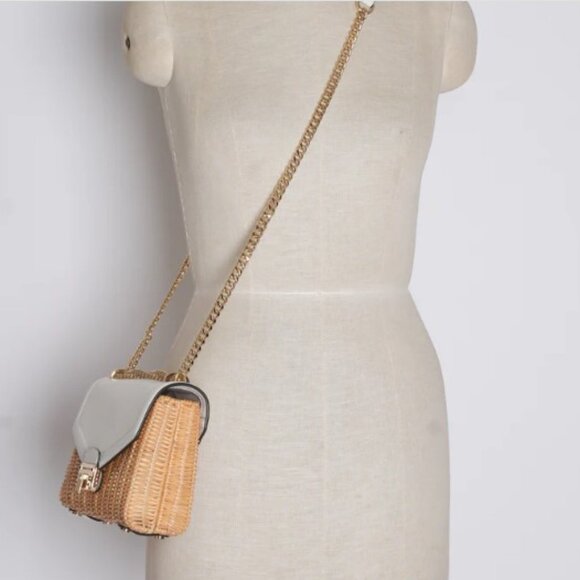 Michael Kors  Wicker Crossbody In White Flap - Picture 1 of 6